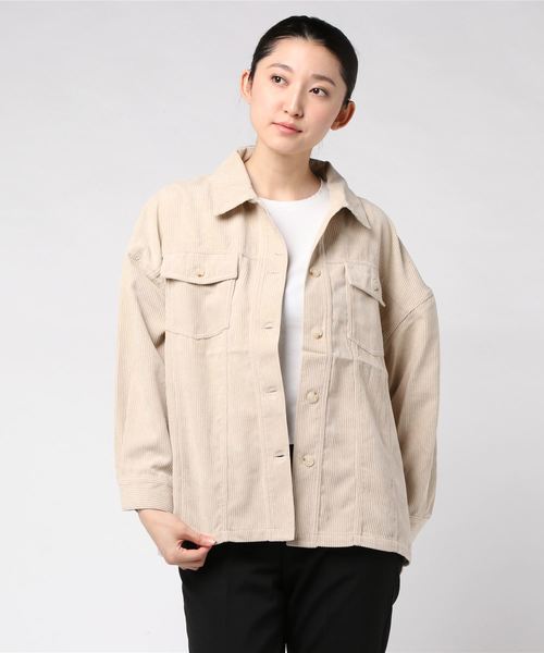 archives（アルシーヴ）の「コーデュロイジャケット（ミリタリージャケット・レディース・パープル/アイボリー/キャメル・MEDIUM）」の2枚目の写真