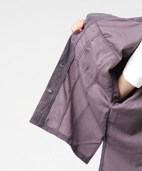 archives（アルシーヴ）の「コーデュロイジャケット（ミリタリージャケット・レディース・パープル/アイボリー/キャメル・MEDIUM）」の5枚目の写真