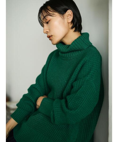 AMERICAN HOLIC(アメリカンホリック)の「ワッフルタートル裾スリットニットチュニック *(ニット/セーター・レディース・ブラウン/ベージュ系その他2/グリーン/ネイビー/パープル・M/L)」の7枚目の写真