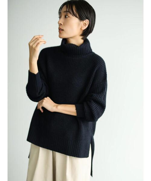 AMERICAN HOLIC(アメリカンホリック)の「ワッフルタートル裾スリットニットチュニック *(ニット/セーター・レディース・ブラウン/ベージュ系その他2/グリーン/ネイビー/パープル・M/L)」の15枚目の写真