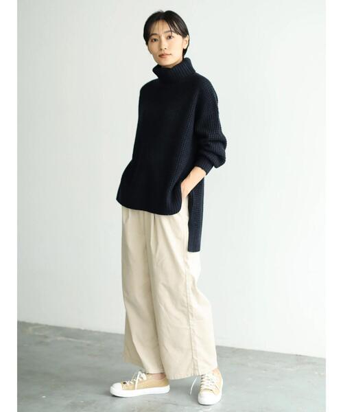 AMERICAN HOLIC(アメリカンホリック)の「ワッフルタートル裾スリットニットチュニック *(ニット/セーター・レディース・ブラウン/ベージュ系その他2/グリーン/ネイビー/パープル・M/L)」の18枚目の写真