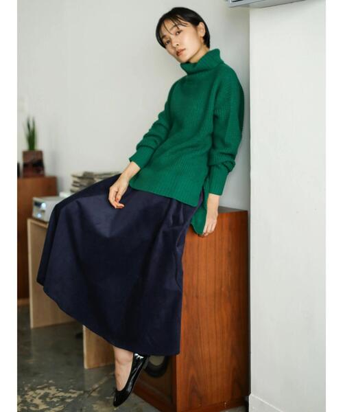 AMERICAN HOLIC(アメリカンホリック)の「ワッフルタートル裾スリットニットチュニック *(ニット/セーター・レディース・ブラウン/ベージュ系その他2/グリーン/ネイビー/パープル・M/L)」の21枚目の写真