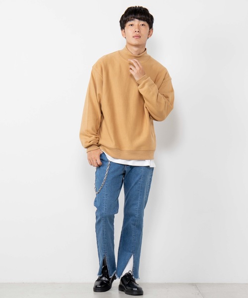 WEGO(ウィゴー)の「WEGO/カラービッグシルエットモックネックプルオーバー(スウェット・メンズ・ホワイト/ブラック/ベージュ/パープル・SMALL/MEDIUM/LARGE)」の16枚目の写真