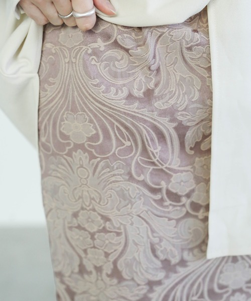 select MOCA（セレクトモカ）の「2020 S/S  ジャガードロングスカート (刺繍デザイン後ろスリット両ポケット付きタイトスカート)（スカート・レディース・ブラック/ベージュ・FREE）」の7枚目の写真