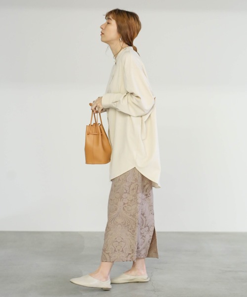 select MOCA（セレクトモカ）の「2020 S/S  ジャガードロングスカート (刺繍デザイン後ろスリット両ポケット付きタイトスカート)（スカート・レディース・ブラック/ベージュ・FREE）」の6枚目の写真