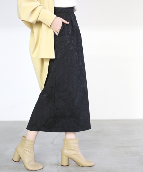 select MOCA（セレクトモカ）の「2020 S/S  ジャガードロングスカート (刺繍デザイン後ろスリット両ポケット付きタイトスカート)（スカート・レディース・ブラック/ベージュ・FREE）」の20枚目の写真