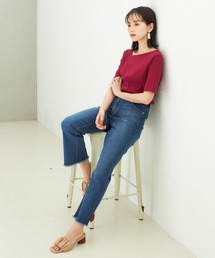 リブアシメネックＴシャツ