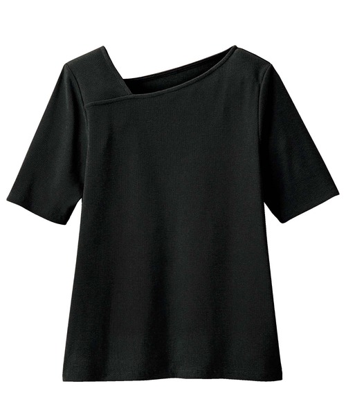 GeeRA（ジーラ）の「リブアシメネックＴシャツ（Tシャツ/カットソー・レディース・ベージュ/レッド/ブラウン/ブラック/オフホワイト・LARGE/XX-LARGE/MEDIUM/X-LARGE/SMALL）」の19枚目の写真