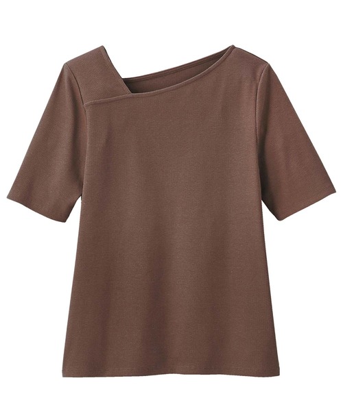 GeeRA（ジーラ）の「リブアシメネックＴシャツ（Tシャツ/カットソー・レディース・ベージュ/レッド/ブラウン/ブラック/オフホワイト・LARGE/XX-LARGE/MEDIUM/X-LARGE/SMALL）」の18枚目の写真