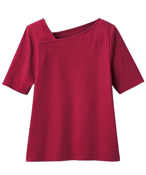 GeeRA（ジーラ）の「リブアシメネックＴシャツ（Tシャツ/カットソー・レディース・ベージュ/レッド/ブラウン/ブラック/オフホワイト・LARGE/XX-LARGE/MEDIUM/X-LARGE/SMALL）」の17枚目の写真