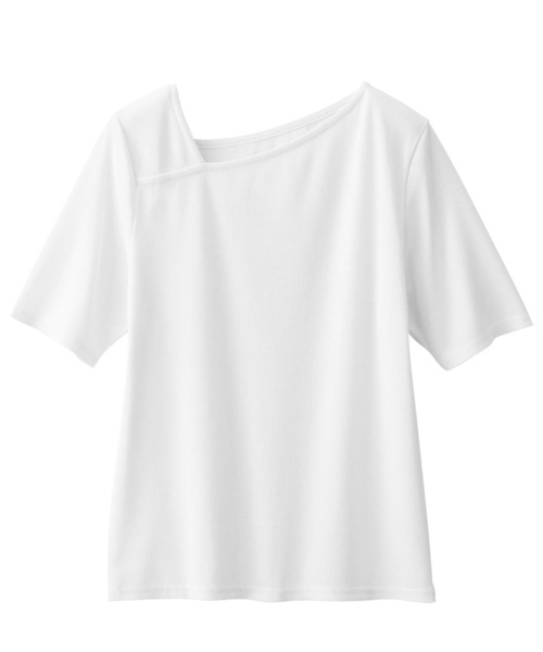 GeeRA（ジーラ）の「リブアシメネックＴシャツ（Tシャツ/カットソー・レディース・ベージュ/レッド/ブラウン/ブラック/オフホワイト・LARGE/XX-LARGE/MEDIUM/X-LARGE/SMALL）」の21枚目の写真