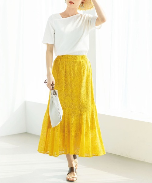 GeeRA（ジーラ）の「リブアシメネックＴシャツ（Tシャツ/カットソー・レディース・ベージュ/レッド/ブラウン/ブラック/オフホワイト・LARGE/XX-LARGE/MEDIUM/X-LARGE/SMALL）」の6枚目の写真