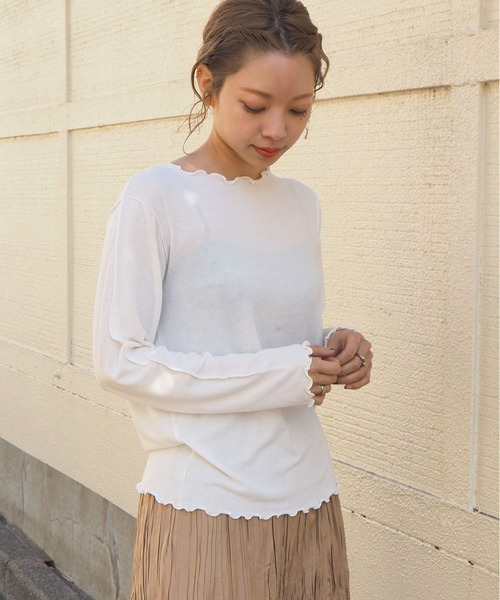 tiptop（ティップトップ）の「メロウ切り替えボートネックロンT（Tシャツ/カットソー・レディース・オフホワイト/ブラック/ベージュ・FREE）」の10枚目の写真