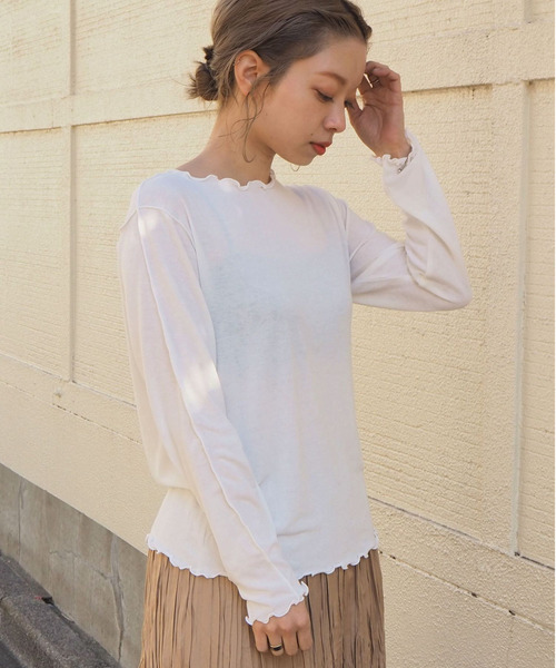 tiptop（ティップトップ）の「メロウ切り替えボートネックロンT（Tシャツ/カットソー・レディース・オフホワイト/ブラック/ベージュ・FREE）」の11枚目の写真