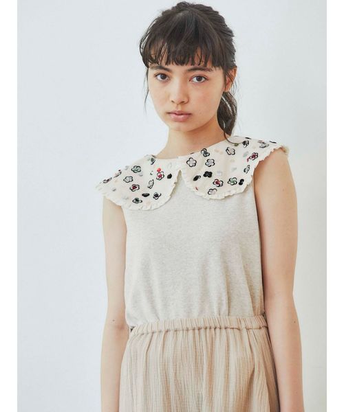 merry jenny(メリージェニー)の「floralスパンコールカットソー(Tシャツ/カットソー・レディース・アイボリー/ベージュ/グレー・FREE)」の3枚目の写真