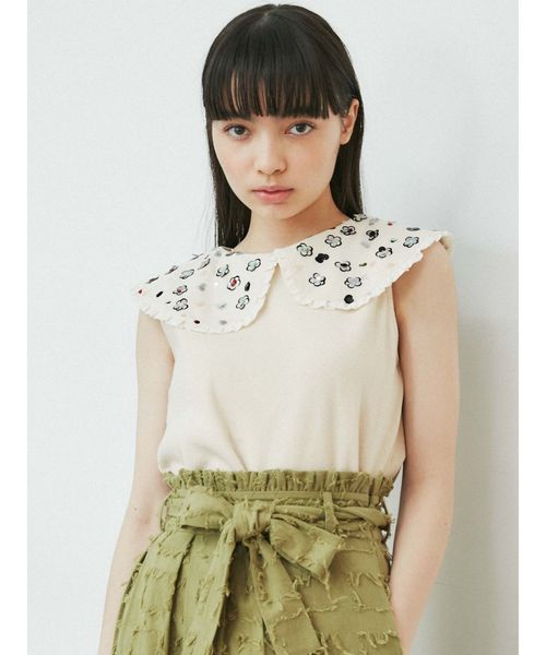 merry jenny(メリージェニー)の「floralスパンコールカットソー(Tシャツ/カットソー・レディース・アイボリー/ベージュ/グレー・FREE)」の13枚目の写真