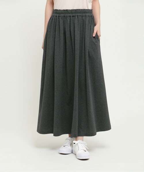 SUNSPEL(サンスペル)の「WOMEN’S LONG STAPLE COTTON JERSEY(スカート・レディース・ブラック/チャコール・2)」の6枚目の写真