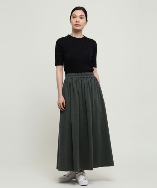 SUNSPEL(サンスペル)の「WOMEN’S LONG STAPLE COTTON JERSEY(スカート・レディース・ブラック/チャコール・2)」の7枚目の写真