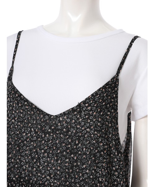 fifth（フィフス）の「小花柄ギャザーキャミワンピセット（ワンピース・レディース・グリーン/オレンジ/ブラック・MEDIUM）」の4枚目の写真