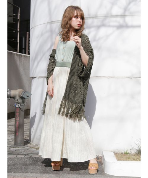 dazzlin（ダズリン）の「フリンジディティールカーデ（カーディガン/ボレロ・レディース・ベージュ/オフホワイト/カーキ・FREE）」の5枚目の写真