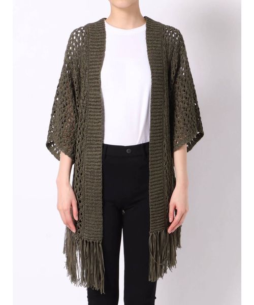 dazzlin（ダズリン）の「フリンジディティールカーデ（カーディガン/ボレロ・レディース・ベージュ/オフホワイト/カーキ・FREE）」の12枚目の写真
