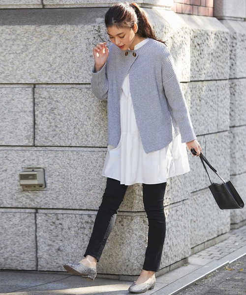 SMILE ORCHID(スマイルオーキッド)の「レイヤードで着れるのが魅力的2wayニットカーディガン(ニット/セーター・レディース・アイボリー/ベージュ/ブラウン/カーキ/ピンク/グレー・FREE)」の21枚目の写真