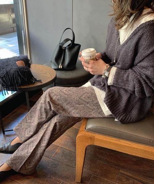 Re:EDIT（リエディ）の「総柄センタープレススラックスパンツ  