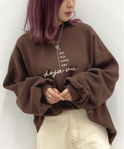 apres jour mignon(アプレジュールミニョン)の「アソートプリントルーズスウェット【ZOZOTOWN限定アイテム】(スウェット・レディース・ブラック/ブラック系その他/ボルドー/アイボリー/クリーム/ブルー系その他/グレイッシュベージュ/モカ/その他/ダークブラウン/パープル/ブラック系その他2・X-LARGE/フリー)」の6枚目の写真
