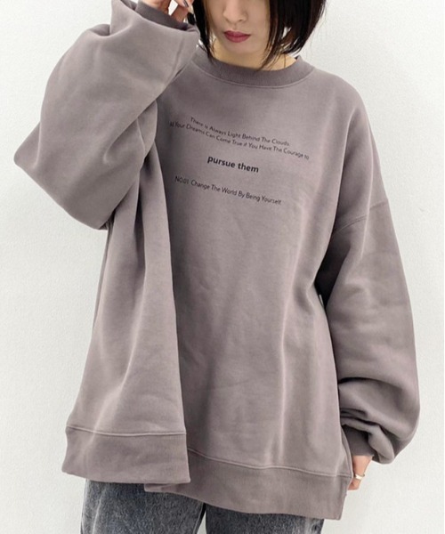 apres jour mignon(アプレジュールミニョン)の「アソートプリントルーズスウェット【ZOZOTOWN限定アイテム】(スウェット・レディース・ブラック/ブラック系その他/ボルドー/アイボリー/クリーム/ブルー系その他/グレイッシュベージュ/モカ/その他/ダークブラウン/パープル/ブラック系その他2・X-LARGE/フリー)」の10枚目の写真