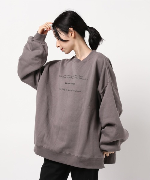 apres jour mignon(アプレジュールミニョン)の「アソートプリントルーズスウェット【ZOZOTOWN限定アイテム】(スウェット・レディース・ブラック/ブラック系その他/ボルドー/アイボリー/クリーム/ブルー系その他/グレイッシュベージュ/モカ/その他/ダークブラウン/パープル/ブラック系その他2・X-LARGE/フリー)」の19枚目の写真