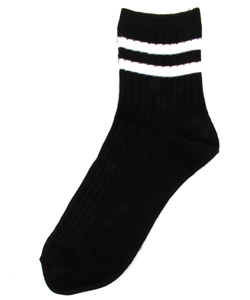 WEGO（ウィゴー）の「WEGO/2ラインソックス（ソックス/靴下・レディース・ホワイト/ブラック/ダークグリーン/ワイン・FREE）」の3枚目の写真