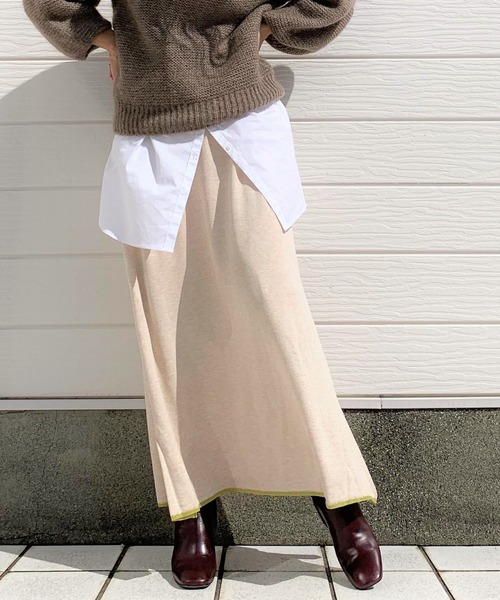 Q（キュー）の「マーメイドニットスカート（スカート・レディース・ホワイト/ライトグレー/ベージュ・MEDIUM）」の3枚目の写真