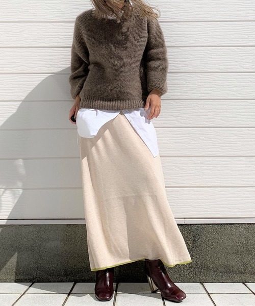 Q（キュー）の「マーメイドニットスカート（スカート・レディース・ホワイト/ライトグレー/ベージュ・MEDIUM）」の4枚目の写真