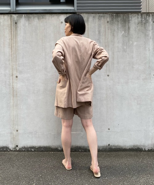 DouDou（ドゥドゥ）の「リネンジャケット（テーラードジャケット・レディース・ベージュ/チャコールグレー・FREE）」の21枚目の写真