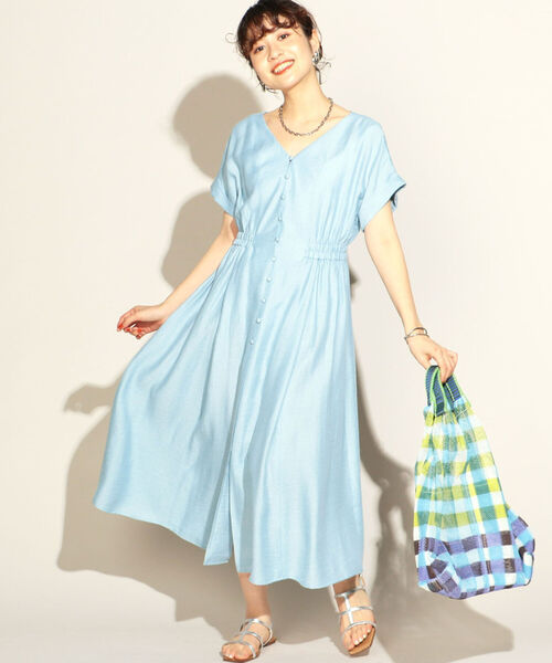 NOLLEY’S（ノーリーズ）の「リネン混ドビーワンピース（ワンピース・レディース・ライトブルー/ネイビー/グリーン・38/36）」の9枚目の写真