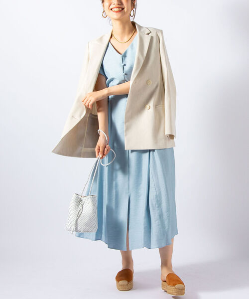 NOLLEY’S（ノーリーズ）の「リネン混ドビーワンピース（ワンピース・レディース・ライトブルー/ネイビー/グリーン・38/36）」の12枚目の写真