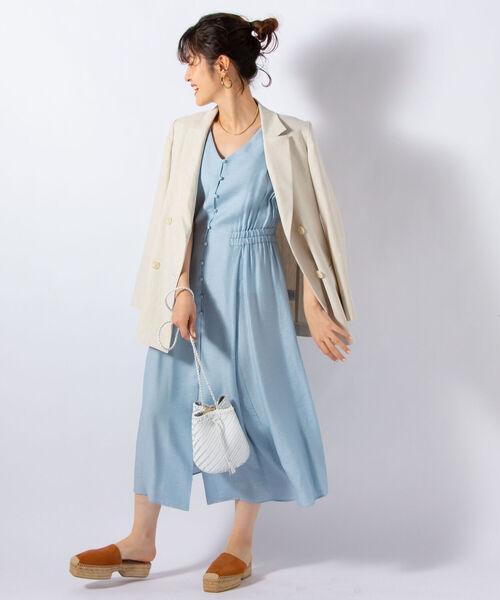 NOLLEY’S（ノーリーズ）の「リネン混ドビーワンピース（ワンピース・レディース・ライトブルー/ネイビー/グリーン・38/36）」の13枚目の写真