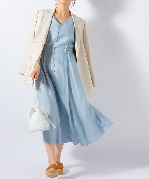 NOLLEY’S（ノーリーズ）の「リネン混ドビーワンピース（ワンピース・レディース・ライトブルー/ネイビー/グリーン・38/36）」の14枚目の写真