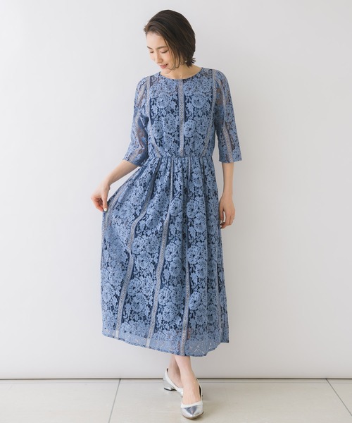 KATHARINE ROSS（キャサリンロス）の「【KATHARINE ROSS】●結婚式 ストライプレースロングドレス（ドレス・レディース・ブルー・MEDIUM）」の4枚目の写真