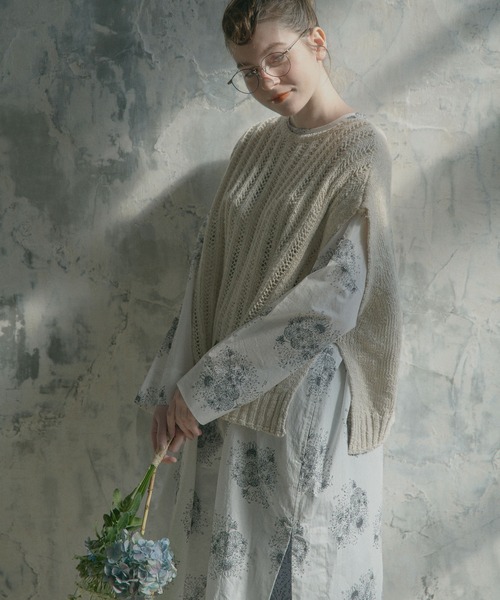 PUAL CE CIN（ピュアルセシン）の「綿麻／コットンリネン／スラブ針抜きベスト（ベスト・レディース・ホワイト/ナチュラル/ブラック・FREE）」の10枚目の写真