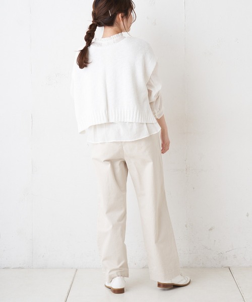 PUAL CE CIN（ピュアルセシン）の「綿麻／コットンリネン／スラブ針抜きベスト（ベスト・レディース・ホワイト/ナチュラル/ブラック・FREE）」の9枚目の写真