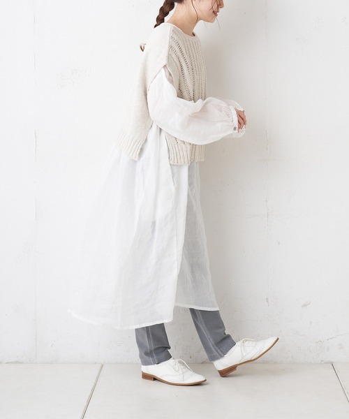 PUAL CE CIN（ピュアルセシン）の「綿麻／コットンリネン／スラブ針抜きベスト（ベスト・レディース・ホワイト/ナチュラル/ブラック・FREE）」の18枚目の写真