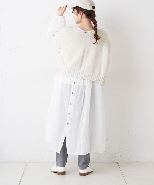 PUAL CE CIN（ピュアルセシン）の「綿麻／コットンリネン／スラブ針抜きベスト（ベスト・レディース・ホワイト/ナチュラル/ブラック・FREE）」の20枚目の写真