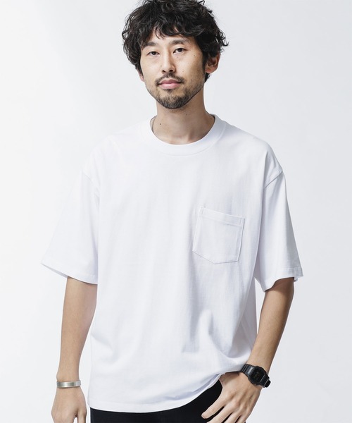 NANO universe（ナノユニバース）の「：超長綿ORGANIC BIG Tシャツ（Tシャツ/カットソー・メンズ・ホワイト/ネイビー/ブラック/ベージュ・M/L/S）」の2枚目の写真