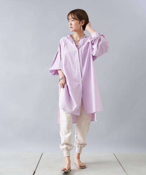 DouDou(ドゥドゥ)の「スキッパーチュニックシャツ(シャツ/ブラウス・レディース・オフホワイト/カーキ/ピンク・FREE)」の16枚目の写真