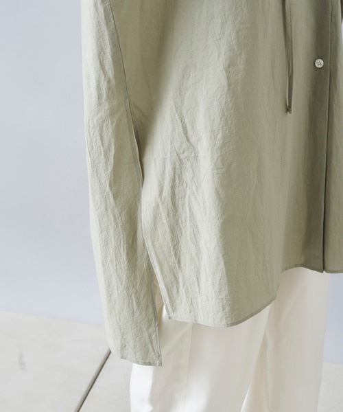 DouDou(ドゥドゥ)の「スキッパーチュニックシャツ(シャツ/ブラウス・レディース・オフホワイト/カーキ/ピンク・FREE)」の19枚目の写真