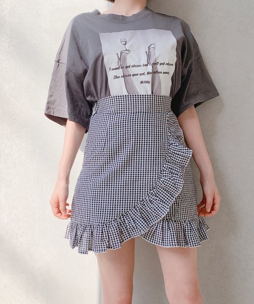 lilLilly（リルリリー）の「ギンガムチェックフリルミニスカート（スカート・レディース・ブルー/レッド/ブラック・FREE）」の7枚目の写真