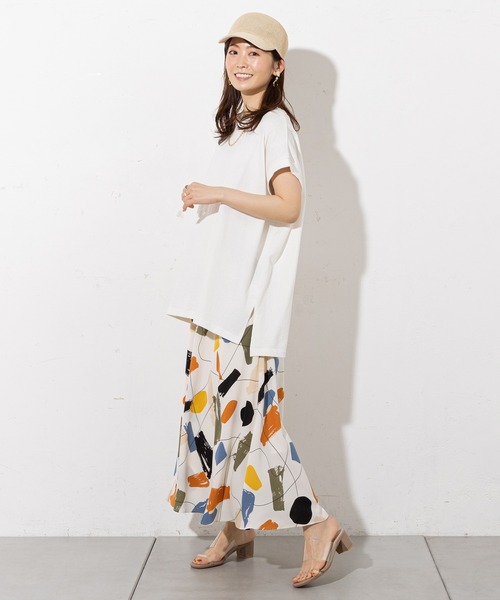 prose verse（プロズヴェール）の「ペイント / 幾何柄 フレアスカート（スカート・レディース・ブラック/オフホワイト・ﾌﾘ-）」の3枚目の写真