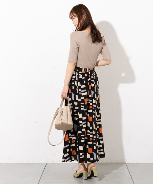 prose verse（プロズヴェール）の「ペイント / 幾何柄 フレアスカート（スカート・レディース・ブラック/オフホワイト・ﾌﾘ-）」の20枚目の写真