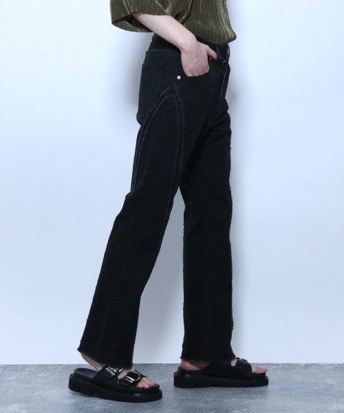 HARE（ハレ）の「フリンジラインデニムパンツ(HARE)（デニムパンツ・メンズ・ブラック/インディゴブルー・SMALL/MEDIUM）」の14枚目の写真